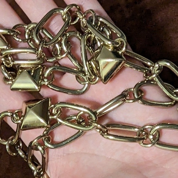 Michael Kors Chain Link Adjustable Belt Light Gold Metal S/M - Picture 3 of 8
